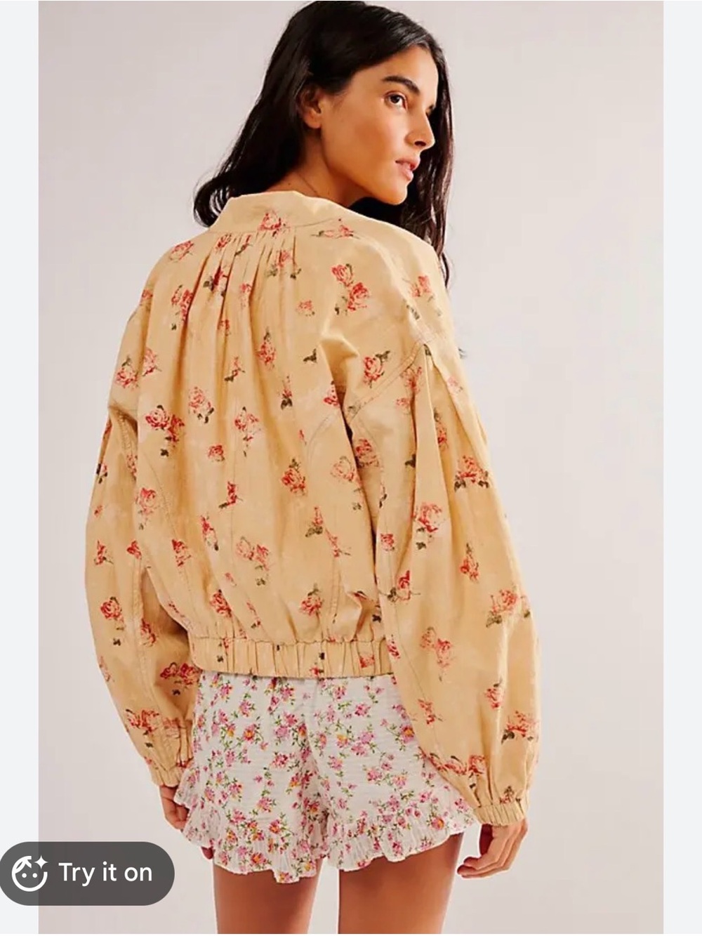 Free People Rory Floral Snap-Front Bomber Jacket - Picture 3 of 4